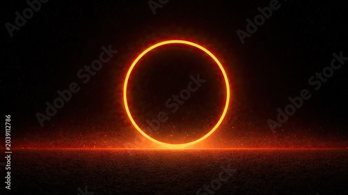 Glowing orange circle illustration on black background perfect for design elements