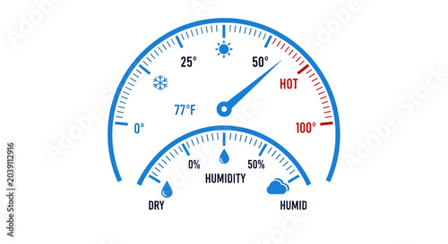 Circular Temperature and Humidity Gauge Vector Illustration