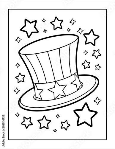 Uncle sam hat adorned with stars, patriotic symbol of North America in celebration.