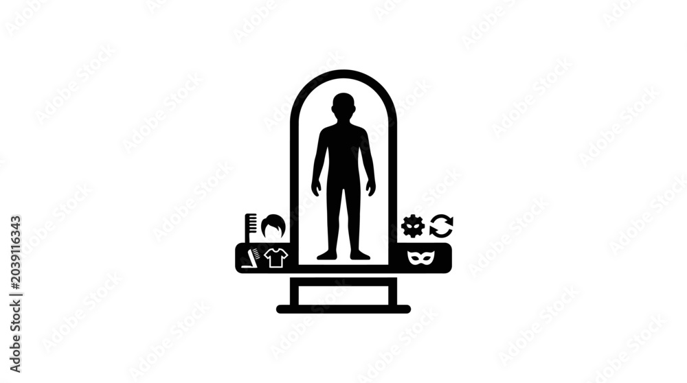 Fototapeta premium Man standing in archway silhouette figure.