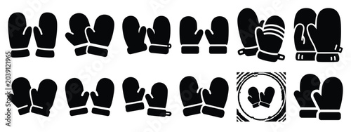 Foto winter mittens icon set silhouette Vector illustration