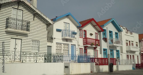 The famous Casas Típicas de Costa Nova in Costa Nova do Prado, Portugal.