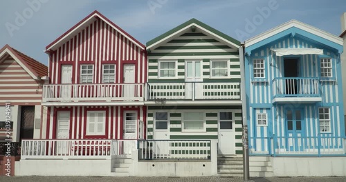 The famous Casas Típicas de Costa Nova in Costa Nova do Prado, Portugal.
