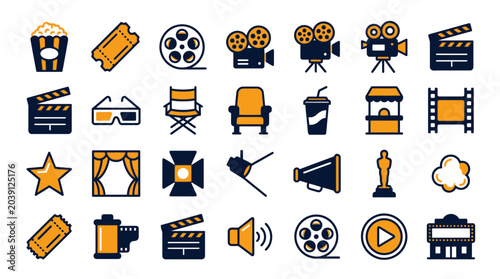 Film production icons and symbols.