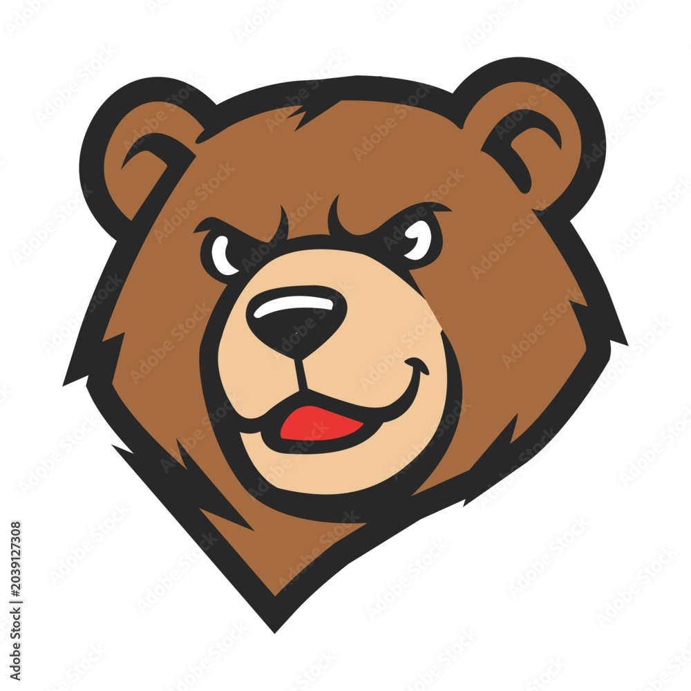 Fototapeta premium Angry bear mascot head illustration isolated on white background vector 