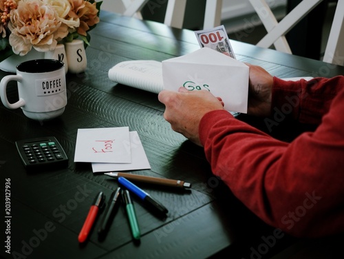 Photography Personal Finance Budgeting Cash Stuffing Envelopes Using Physical Currency to Li