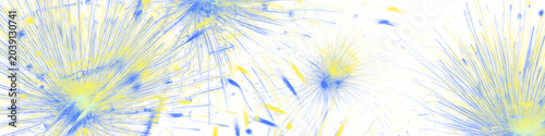 Photos A collection of yellow and blue light particles emanating from different points on a transparent background