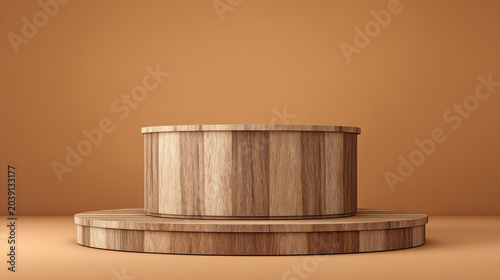 Minimalist Wooden Central Stage Warm Toned Display