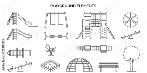 Photos Children playground equipment CAD blocks top view and elevation