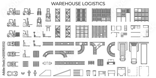 Photos Warehouse logistics CAD blocks top view plan