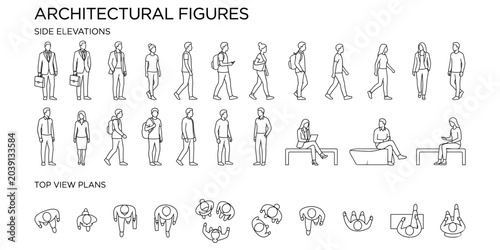 Tableau sur toile Architectural people CAD blocks vector illustration