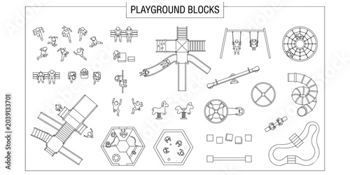 Foto Children playground CAD blocks vector illustration