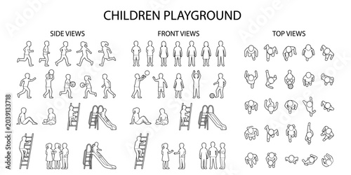 Foto Architectural playground children outline vector illustration