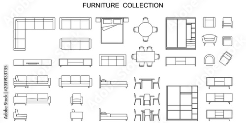 Photos Modern furniture CAD blocks vector illustration