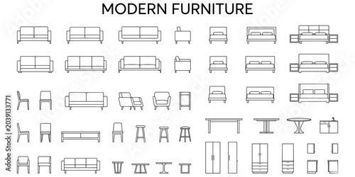 Canvastavla Architectural furniture elevation CAD blocks vector illustration