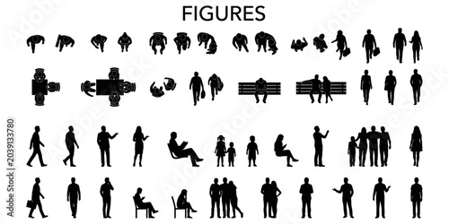 Canvas-taulu Architectural scale people silhouette vector set