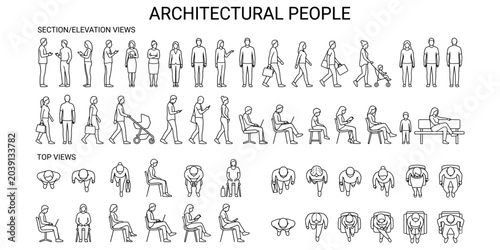 Cuadro en lienzo Architectural people outline vector illustration