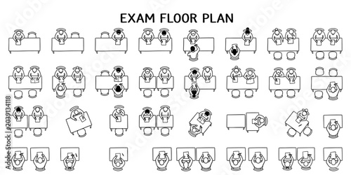 Photos Top view students exam vector illustration
