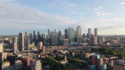 Canary Wharf London Financial District Buildings and Urban Skyline