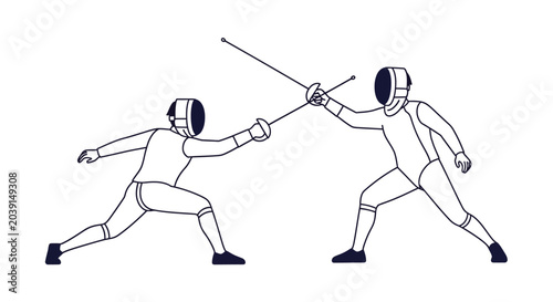 Foto Fencers Competing in a Duel with Swords