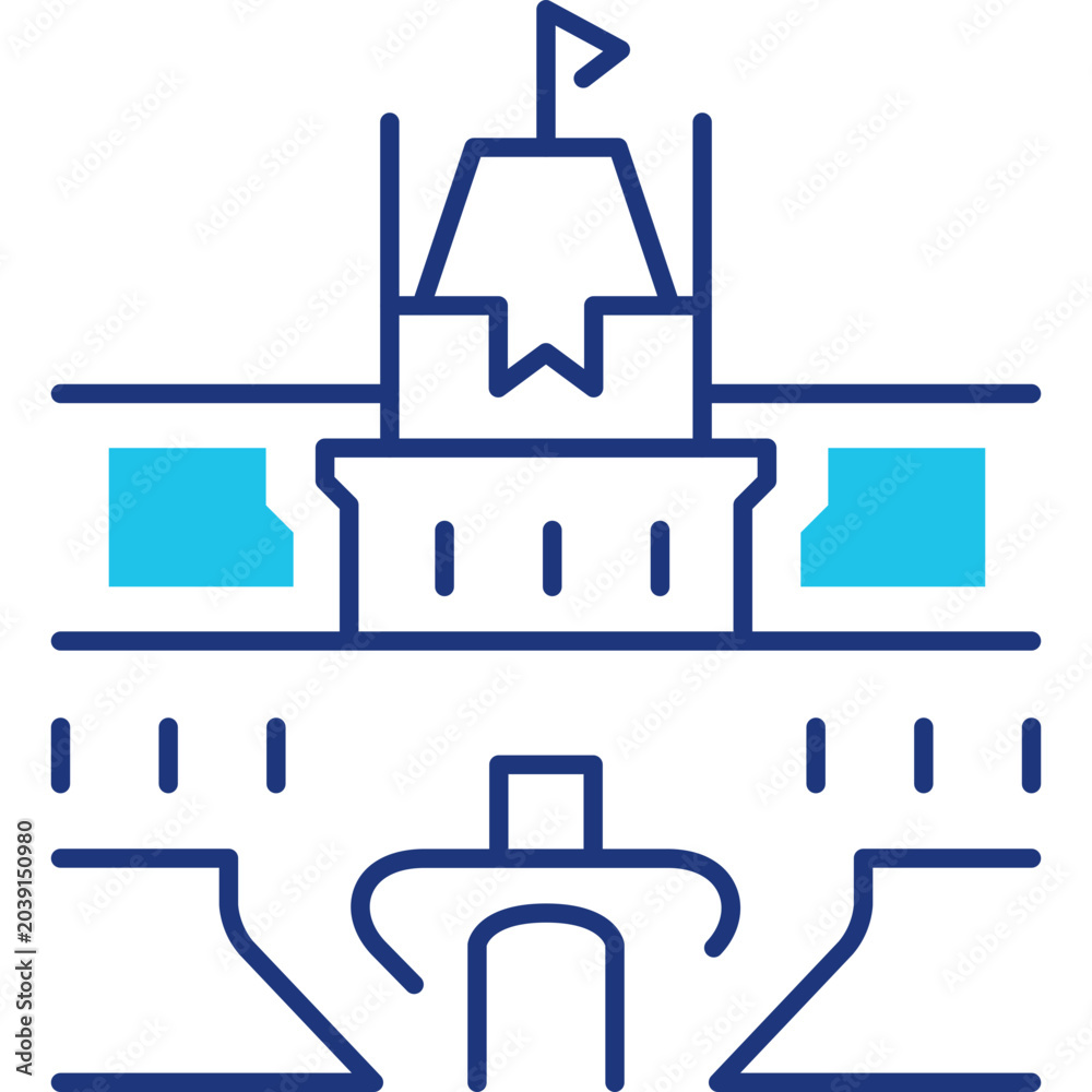 Fototapeta premium Castle landmark icon. Travel and historic building line symbol. Color.