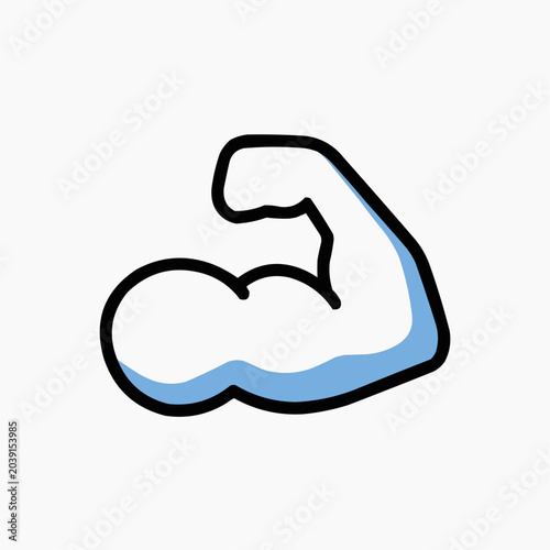 Flat vector illustration of a strong bicep muscle, perfect for fitness apps, gym advertisements, or health-related content.