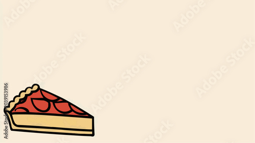 Flat vector illustration of a small, bold crostata slice, perfect for bakery menus, dessert advertisements, or food-related graphic designs.