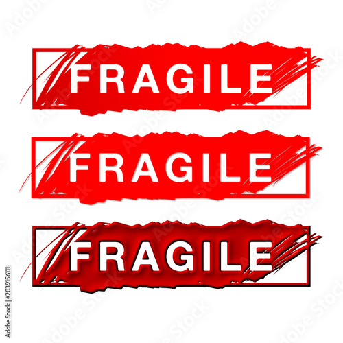 red fragile text stamp set illustration
