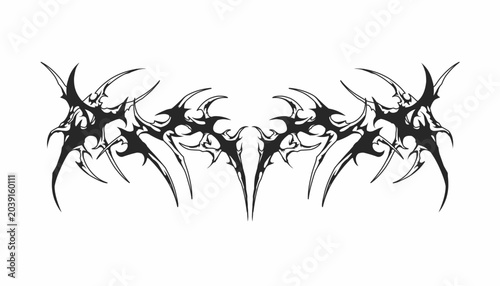 Abstract neo tribal symmetrical shapes vector design blackwork tattoo style design