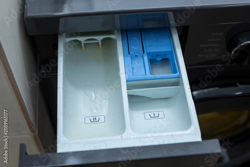 Bild auf Leinwand Washing machine detergent dispenser drawer for laundry