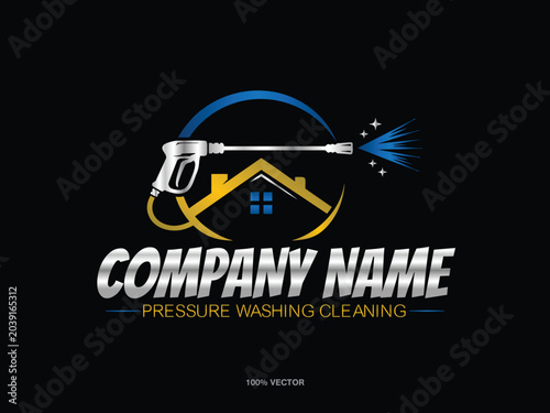 Pressure Washing an home Cleaning Logo