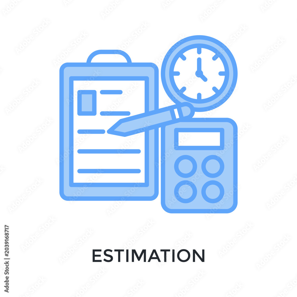 Fototapeta premium Estimation Icon Lineal Blue Style. Vector Illustration For Graphic Design