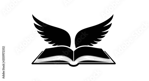 Tableau sur toile Book with open wings symbolizes the boundless potential of knowledge and the freedom found through literacy and reading