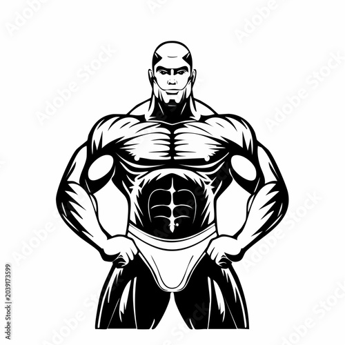 Εκτύπωση καμβά Muscular wrestler image vector