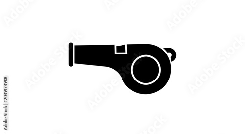 Whistle icon traditionally used by referees and sports coaches represents authority, control, and the start of a competitive athletic event.
