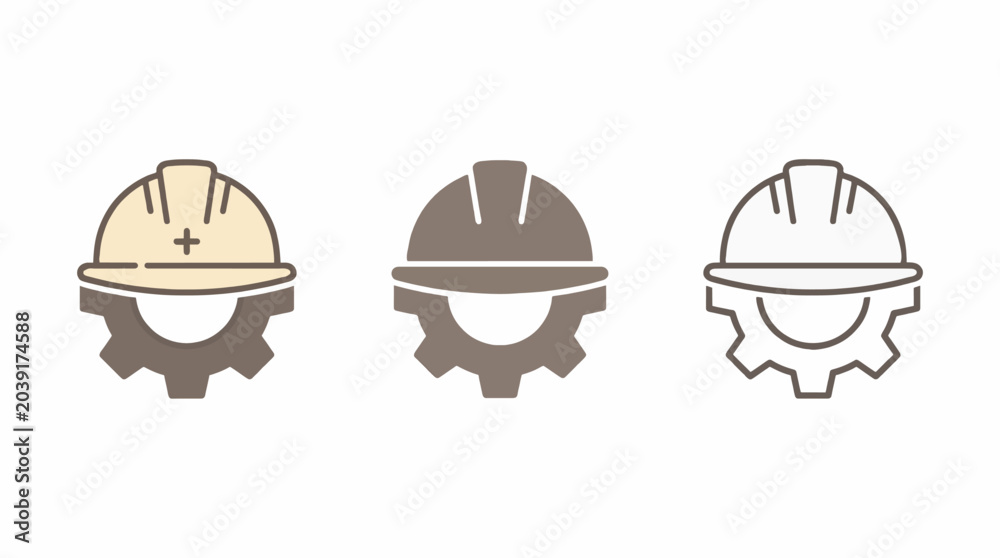 Fototapeta premium Professional Construction Icons Set Industry Safety Gear Vector Illustration Commercial Use