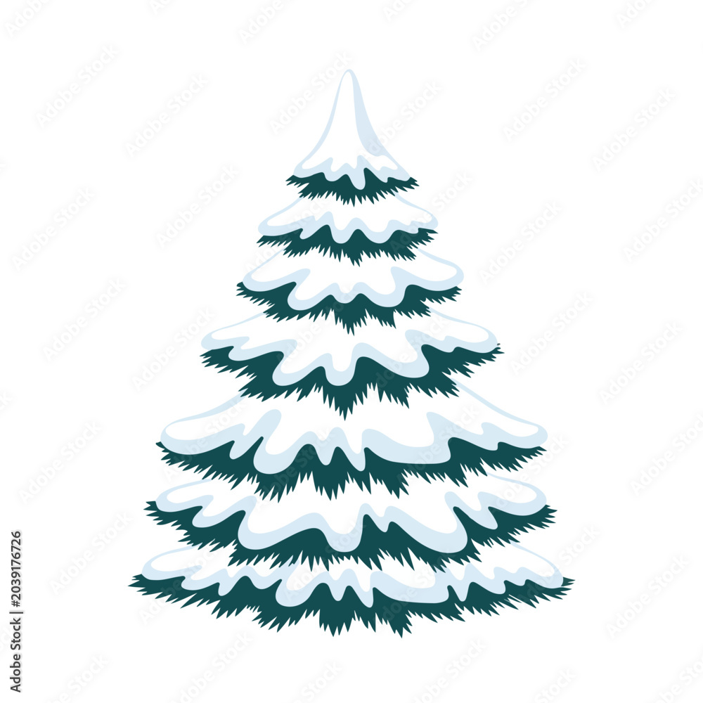Obraz premium Snow Covered Christmas Tree Illustration.