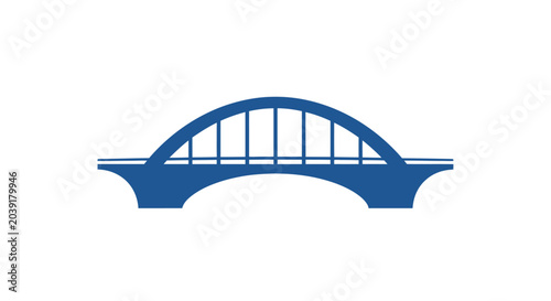 Photos Blue steel arched bridge structure.