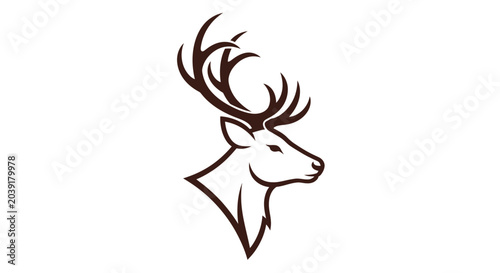 Photos Deer head with large antlers profile.