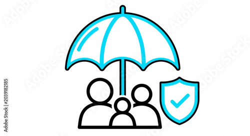 Family Under Umbrella of Protection and Shield: Concept of Insurance and Care.