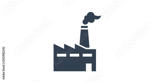 Photos Industrial factory building with smokestack.