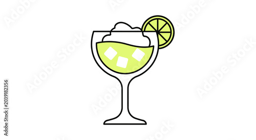 Lime cocktail in wine glass.