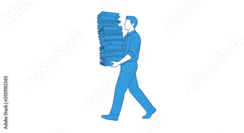 Obraz na płótnie Man carrying a stack of boxes.