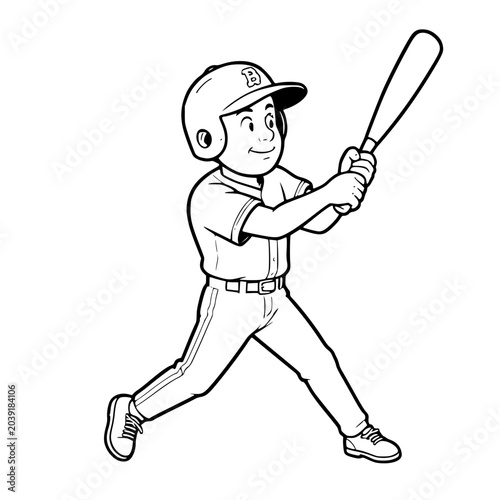 vector illustration of baseball player successfully hitting the ball
