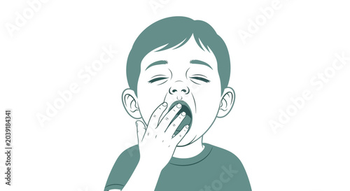 Schilderij op canvas Boy covering mouth with hand laughing.
