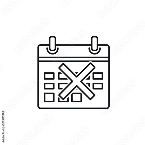 Foto Calendar with X Mark Icon - Deadline Missed, Canceled Event, No Date Symbol