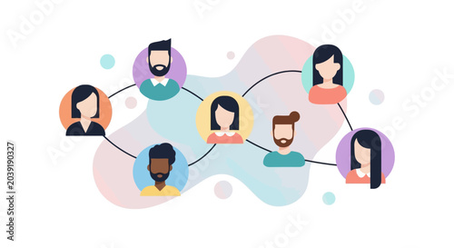 Abstract network of people with connection lines illustrating a community or social network concept