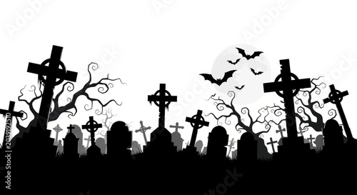 Photos Black silhouette of graveyard crosses 1.