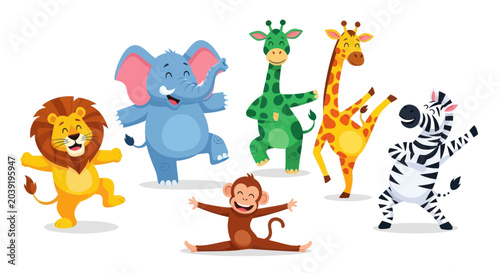 Canvastavla Colorful cartoon animal toy figures.