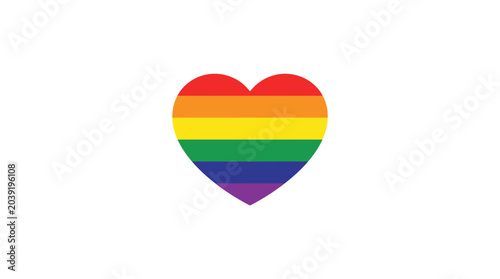 Heart shape with rainbow colors on a white background.